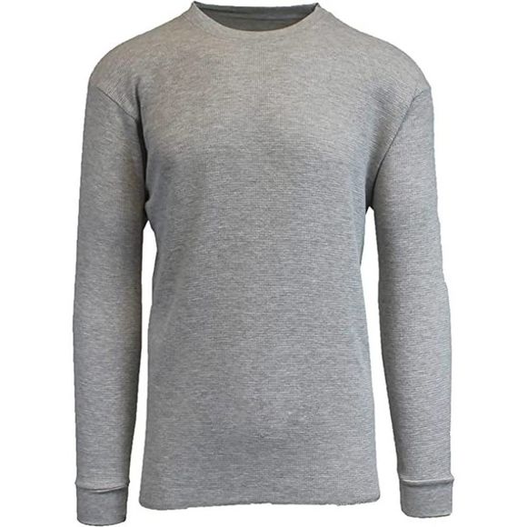 Galaxy Other - Galaxy by Harvic Men's Crew Neck Thermal Shirt Gray 2XL